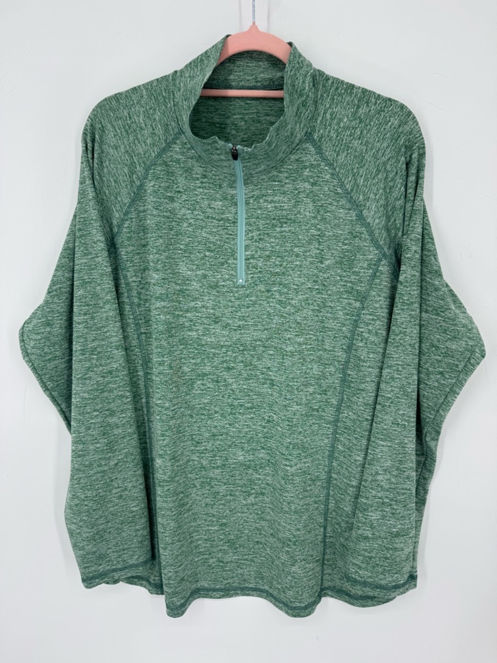 Green Heather Quarter-Zip Pullover Women's Plus Size 3X